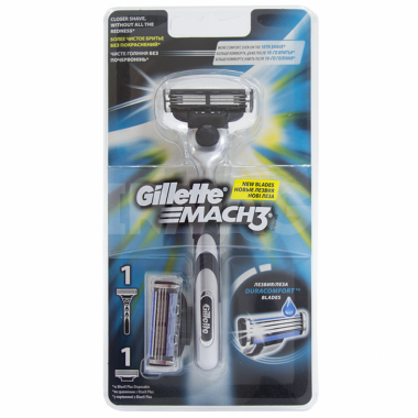 Станок Gillette Мach-3 с 2 сменными лезвиями