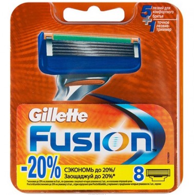 сменные лезвия Gillette Fusion упаковка 8шт (цена за 1шт)