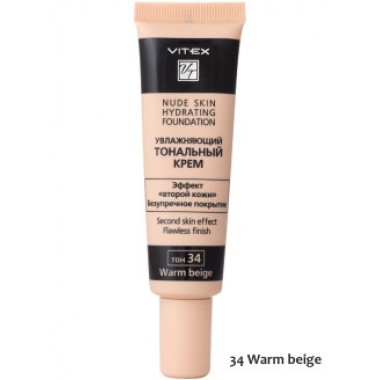 VITEX Увлажняющий тональный крем Эффект "второй кожи" NUDE SKIN HYDRATING FOUNDATION тон34